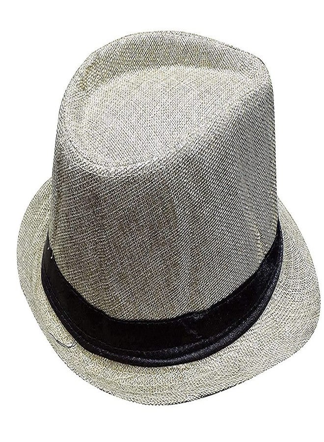 PrimeBox Men Fedora Hat Trilby Hat Straw Sun Panama Western Style Outdoor Sun Protect for Men and Women Headwear (Skin and Red) - Image 2