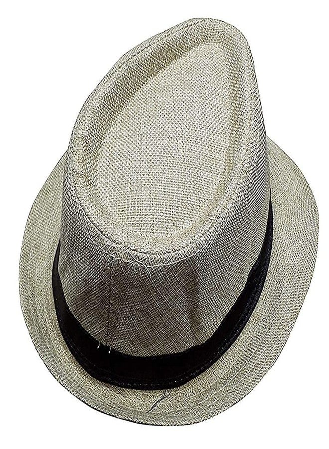 PrimeBox Men Fedora Hat Trilby Hat Straw Sun Panama Western Style Outdoor Sun Protect for Men and Women Headwear (Skin and Red) - Image 3