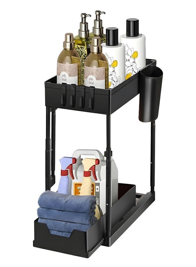 LAXIS® Kitchen Sink Organiser Under Sink Storage Organizer With Removable Hooks & Hanging Cup Kitchen Organizer With Abs Plastic Rack For Kitchen Storage & Bathroom Storage Cabinet Shelf Undersink - Image 1