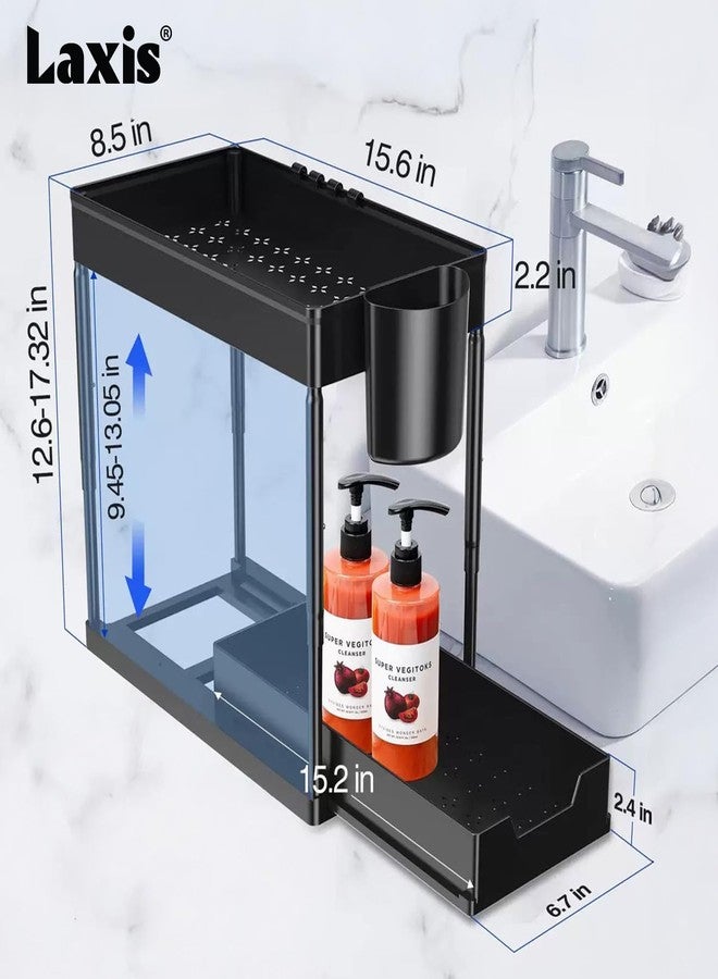 LAXIS® Kitchen Sink Organiser Under Sink Storage Organizer With Removable Hooks & Hanging Cup Kitchen Organizer With Abs Plastic Rack For Kitchen Storage & Bathroom Storage Cabinet Shelf Undersink - Image 2