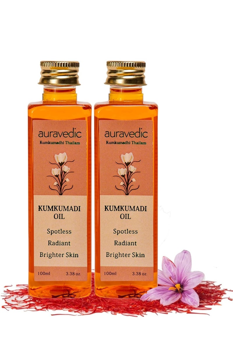 Auravedic Kumkumadi Face Oil For Glowing Skin. Kumkumadi Tailam From Kerala Tailam Dark Spots For Women Men 100Ml Pack Of 2 - Image 1