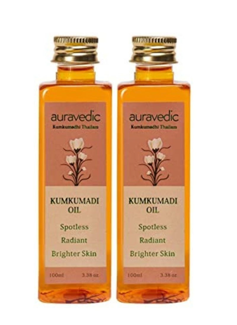 Auravedic - Kumkumadi Face Oil For Glowing Skin. Kumkumadi Tailam From Kerala Tailam Dark Spots For Women Men 100Ml Pack Of 2 - Image 1