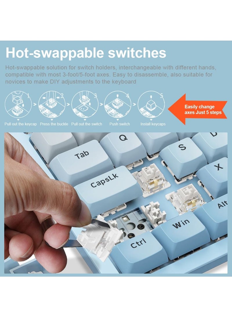 E-YOOSO Z-94 RGB Wireless Mechanical Gaming Keyboard,Bluetooth 5.0 wireless USB 2.4G 3 mode 94 Keys Keyboard for Compute PC Laptop White Switches - Image 3