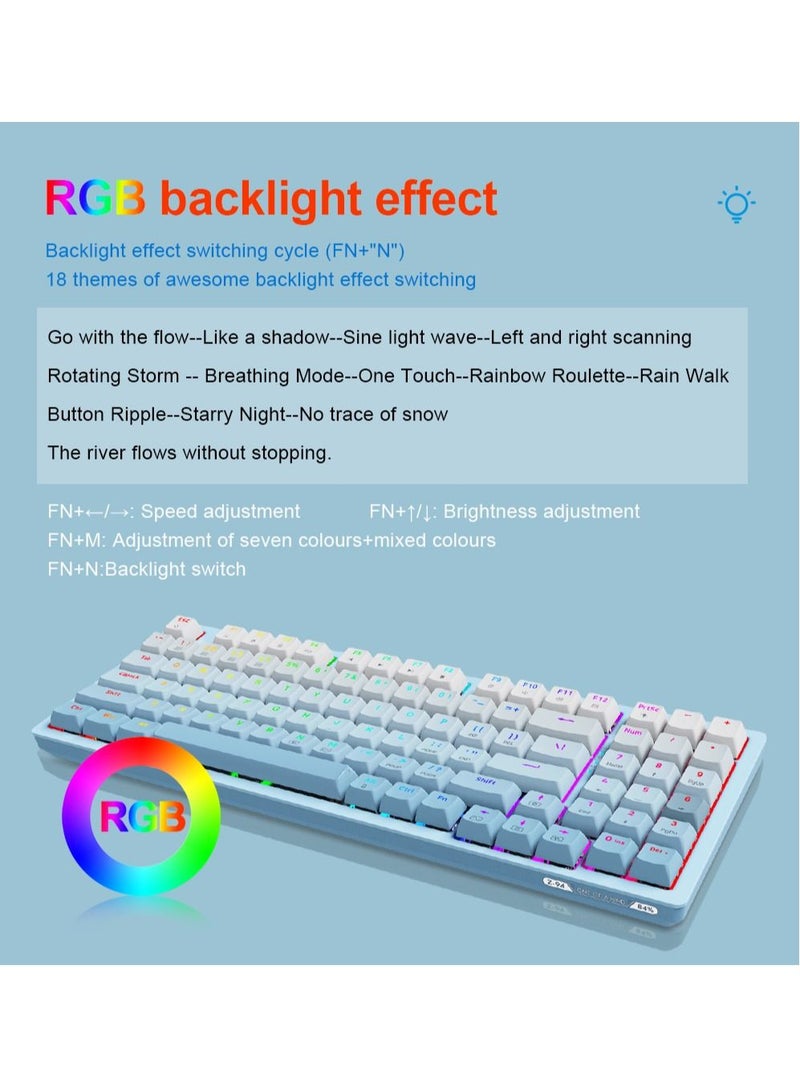 E-YOOSO Z-94 RGB Wireless Mechanical Gaming Keyboard,Bluetooth 5.0 wireless USB 2.4G 3 mode 94 Keys Keyboard for Compute PC Laptop White Switches - Image 5