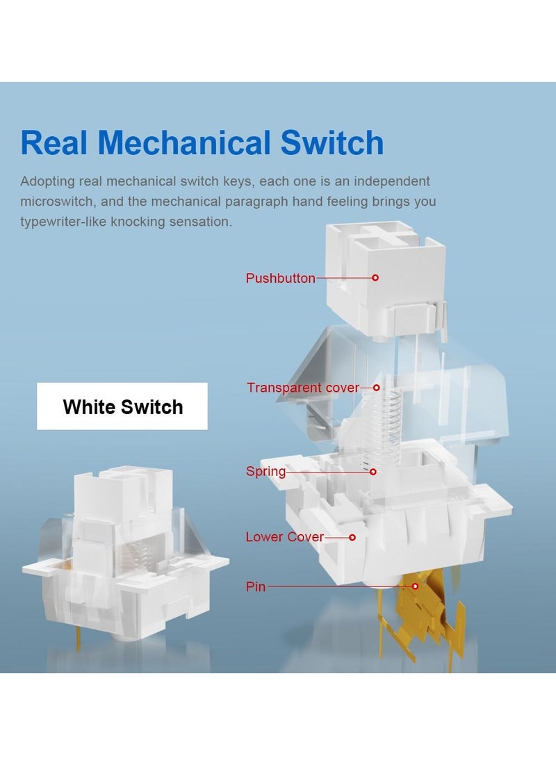 E-YOOSO Z-94 RGB Wireless Mechanical Gaming Keyboard,Bluetooth 5.0 wireless USB 2.4G 3 mode 94 Keys Keyboard for Compute PC Laptop White Switches - Image 4