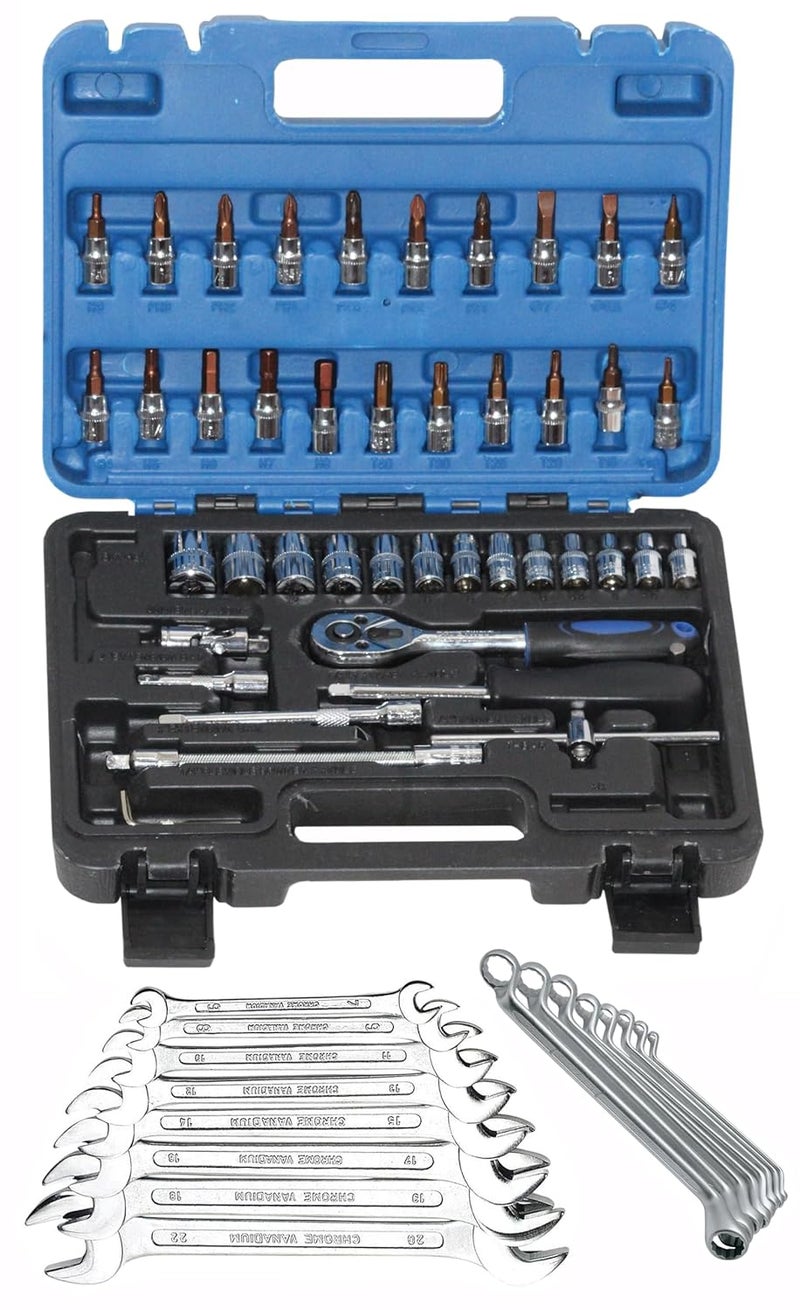 Digital Craft Digital Craft Hand Tool Kit Car Ratchet Wrench Assembly Tool Household Repair Tools Automotive Set 46PC Socket Set8Pc Double Open Spanner Set8Pc Ring Spanner Set  - Image 1