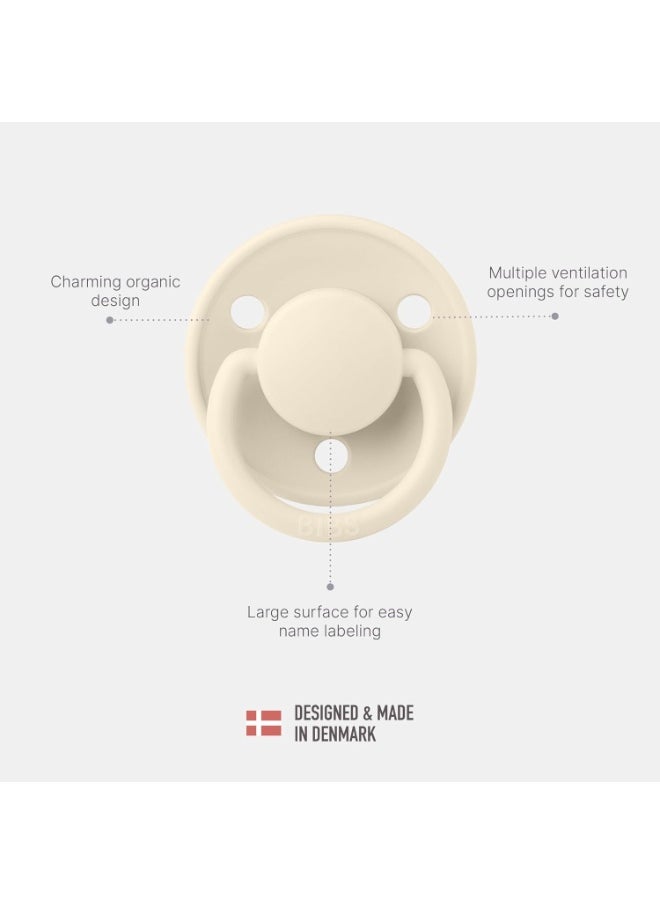 BIBS BIBS Pacifier De Lux | Round Nipple Baby Pacifier | BPA Free Natural Rubber Latex Soother | Made in Denmark | Size 1 (0-6 months) Baby Blue - Flow Pack  - Image 4