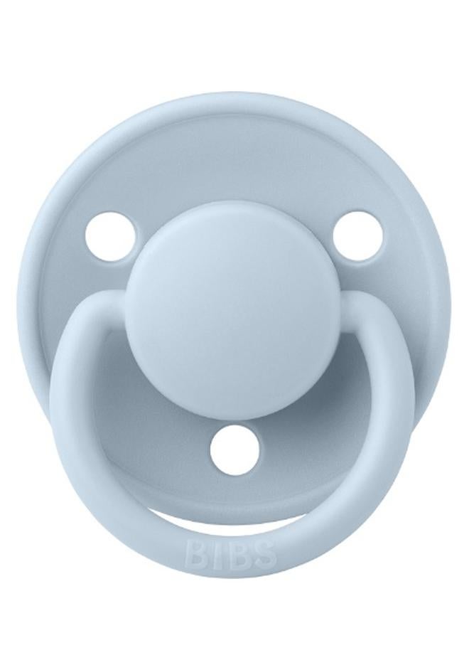 بيبس BIBS Pacifier De Lux | Round Nipple Baby Pacifier | BPA Free Natural Rubber Latex Soother | Made in Denmark | Size 1 (0-6 months) Baby Blue - Flow Pack - Image 1