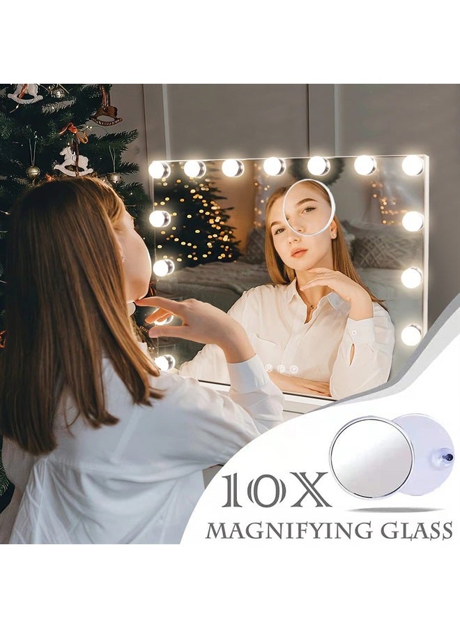 Vanity Mirror with Lights,Makeup Mirror with Lights, Hollywood Lighted Mirror with 15 Dimmable LED Bulbs,3 Colors Modes,Touch Control,USB Charging Port,Metal Frame,White