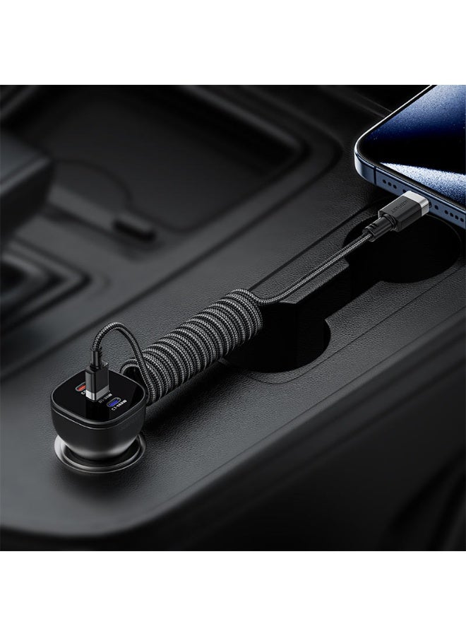 ACEFAST Charging Data Cable C14-04 USB-A to USB-C, 3A Fast Charge, 1.2m Spring Nylon, Aluminum Alloy Build, High-Speed Data Transmission - Black - Image 4