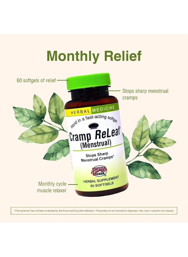 Herbs Etc. Cramp ReLeaf (Menstrual) - Abdominal Muscle Support - Herbal Supplement to Aid Menstrual Health - Period Cramp Support with Black Haw, Cramp Bark and Bethroot - 60 Softgels (60 Servings) - Image 4