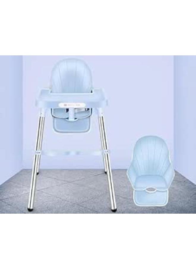 umbrella - Umbrella 4-in-1 Foldable High Chair, Adjustable Height and Footrest - Toddler and Feeding Booster Seat with Tray and Wheels, Safety Belt for 6 Months to 4 Years (Blue) - Image 1