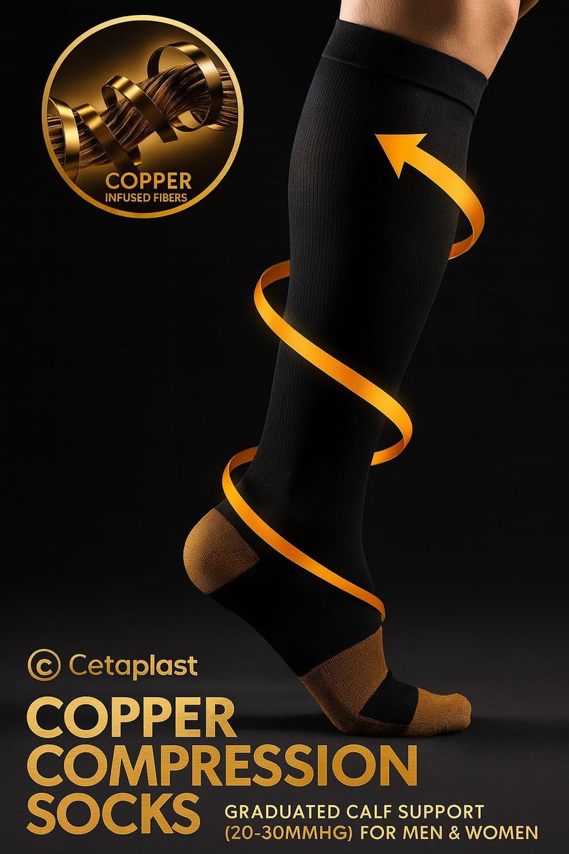 Cetaplast Compression Socks For Men & Women - Graduated Calf Support (20-30Mmhg) For Running, Sports, Varicose Veins & Travel - Athletic Sleeves For Performance,Recovery & Reduced - Small/Medium - Image 3