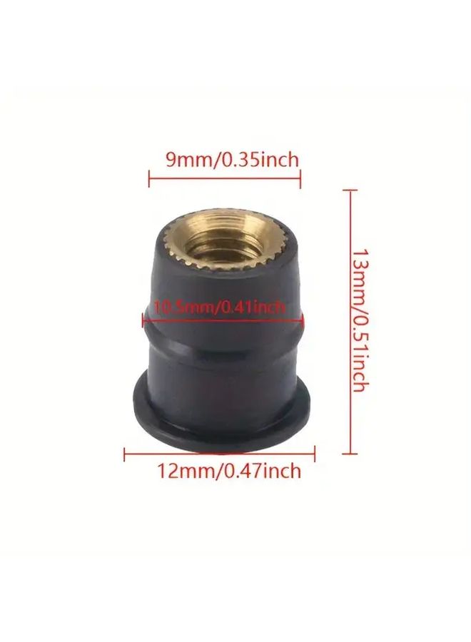 20 Pieces High Quality M5 Rubber Nuts Yellow Brass Inserts Motorcycle Rubber Expansion Bolts For Windshield And Body Panels 5mm Shock Absorption Installation Motorcycle Accessories - Image 2