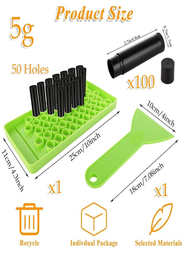 GBACHOOSE 100Pack Plastic Lip Balm Tubes 5ml/5g Black Lip Balm Containers, Chapstick Tubes Empty with Filling Tray and Spatula, Rotating Type Refill Lip with Cap for DIY - Image 2