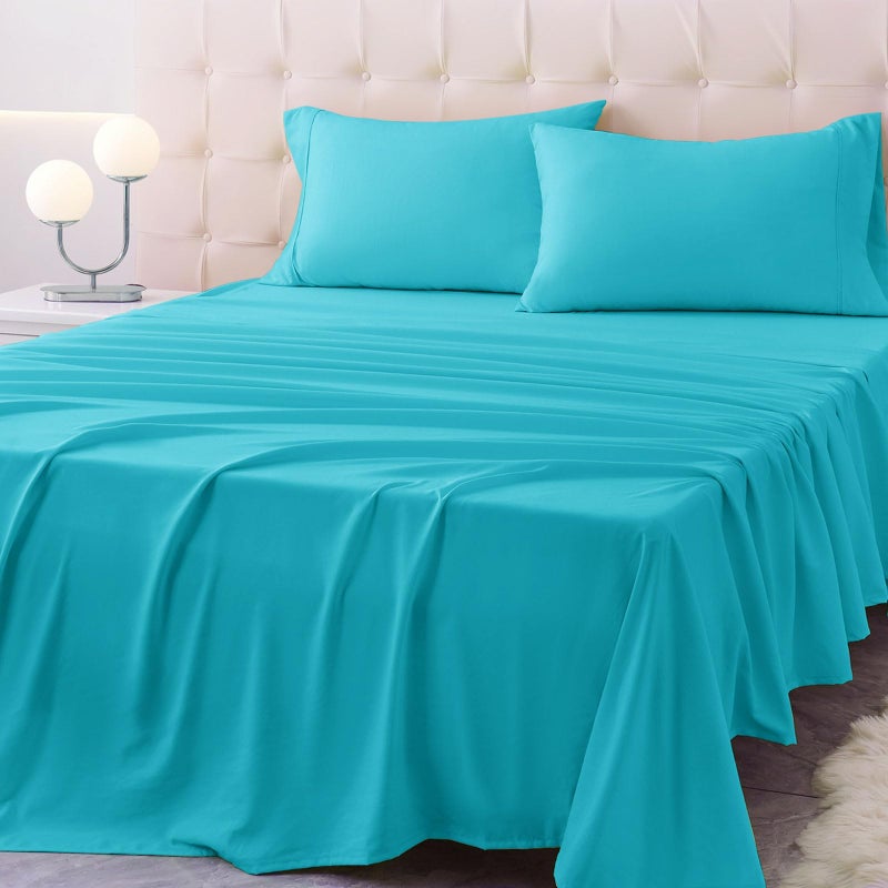 Homilay Full Size Bed Sheet Set - 4 Piece Soft Microfiber Sheets with Deep Pockets, Cooling Technology, and Wrinkle-Free Pillowcase. Hotel-Quality, Durable Bedding, Capri Blue - Image 1