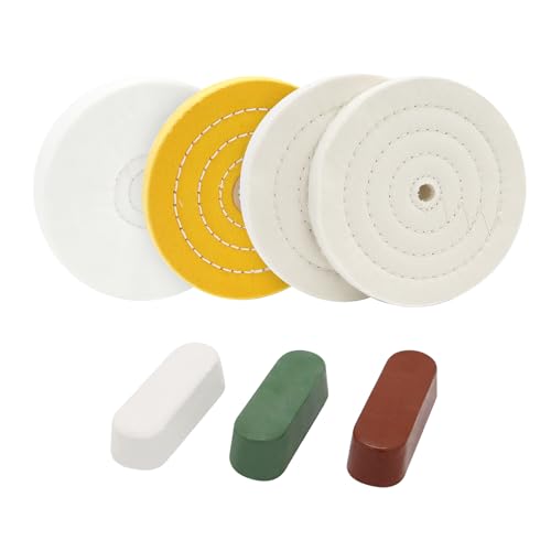 SCOTTCHEN 6inch Buffing Polishing Wheels 12 Arbor HoleSoftFineMedium for Bench Grinder Tool4PCSwith Buffing Polishing Cutting Compounds 74 OzKit - Image 1