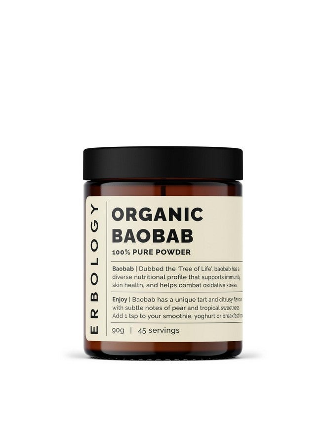 Erbology Organic Baobab Powder 3.2 oz - 45 Servings - Skin Health and Immunity Support - Rich in Vitamin C, B Vitamins and Polyphenols - Sustainably Sourced Straight from Farm - Vegan - GMO-Free - Image 1