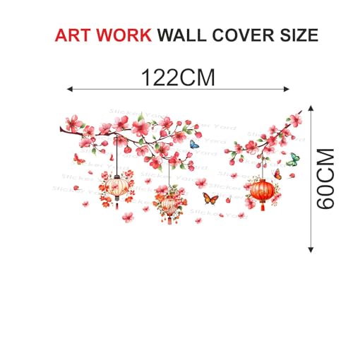 Sticker Yard PVC Vinyl Flowers Branch Lantern Self-Adhesive Wall Sticker for Home Decor/Decoration - Living Room, Bedroom, Kids Room (Multicolor,Size 122X60CM) - Image 4