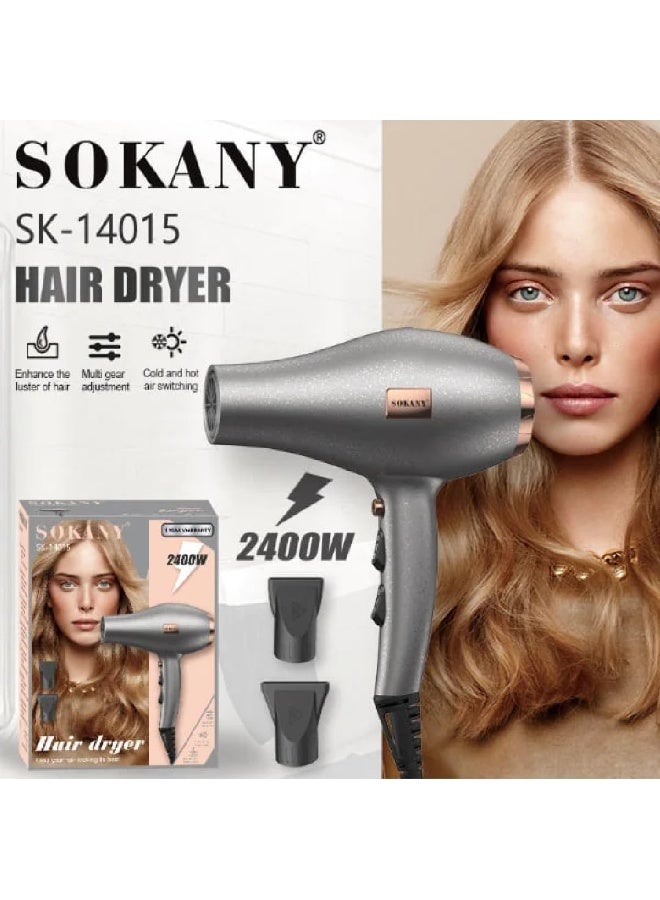 sokany Professional Hair Dryer 2400W SK-14015 – High Power Fast Drying Blow Dryer with Hot & Cold Air Function, 2 Heat Settings, Multiple Speed Control, Salon Style Hair Styling Tool for Short & Long Hair, Suitable for All Hair Types, Stylish Ergonomic Design - Image 2