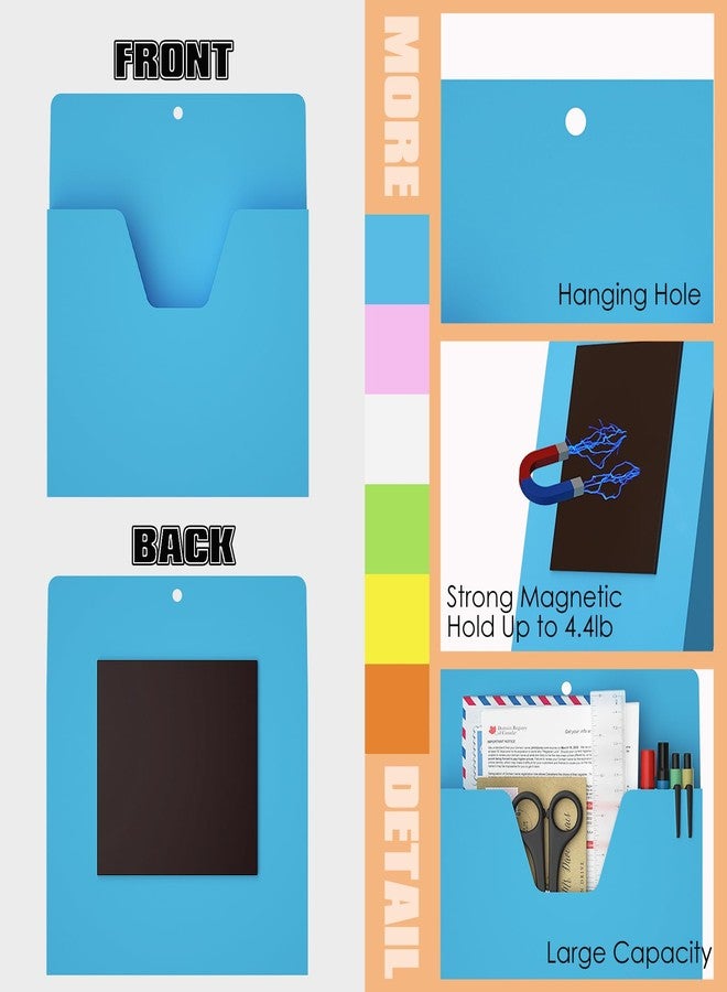 MFTEK Magnetic File Holder 6 Pockets Paper Holder, Hanging File Organizer Office Supplies Storage for Cabinets, Whiteboard, Magnetic Mail Letter Folder for Refrigerator (Classic Color-Mix) - Image 3