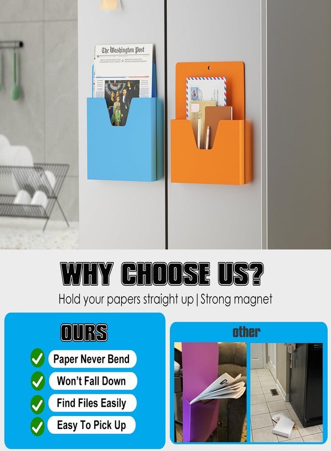 MFTEK Magnetic File Holder 6 Pockets Paper Holder, Hanging File Organizer Office Supplies Storage for Cabinets, Whiteboard, Magnetic Mail Letter Folder for Refrigerator (Classic Color-Mix) - Image 4