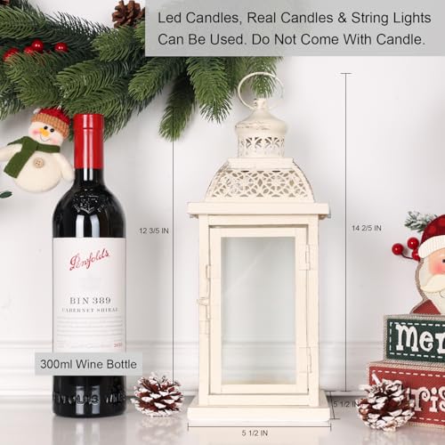 DECORKEY Christmas Lantern Decorative Indoor&Outdoor, 14.4'' Large Metal Candle Lanterns, Vintage Hanging Candle Holders Farmhouse Shelf Wedding Front Porch Patio Decor, Halloween Decorations for Home - Image 3