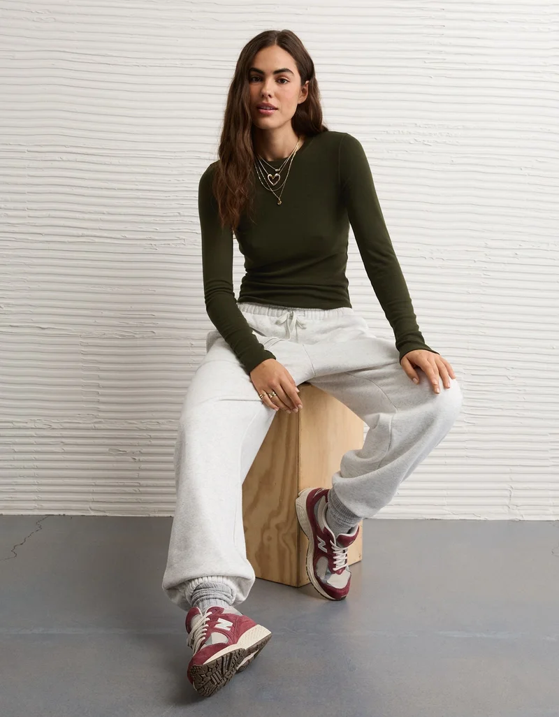 American Eagle AE Long Sleeve Cozy Crewneck T-Shirt