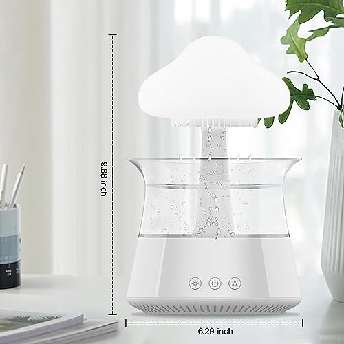 Rican Rain Cloud Humidifier Water Drip - Mushroom Aroma Diffuser, Essential Oil Diffusers, 300ml White Noise Aromatherapy Diffusers with 7 Colors Cloud Lights for Home, Large Room, Office - White - Image 3