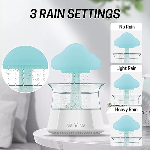 Rican Rain Cloud Humidifier Water Drip - Mushroom Aroma Diffuser, Essential Oil Diffusers, 300ml White Noise Aromatherapy Diffusers with 7 Colors Cloud Lights for Home, Large Room, Office - White - Image 5