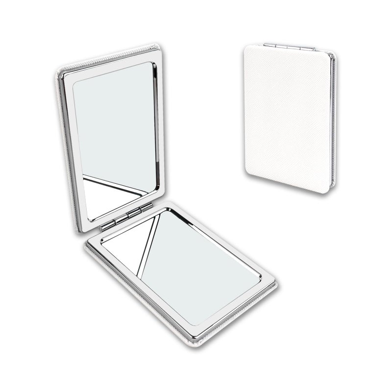 YOLCAR Portable Beauty Mirror with Leather Cover DoubleSided 1X2X PU Leather Makeup Small Pocket Mirror Portable for for Women Home Office White - Image 3