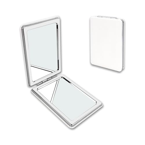 YOLCAR Portable Beauty Mirror with Leather Cover DoubleSided 1X2X PU Leather Makeup Small Pocket Mirror Portable for for Women Home Office White - Image 1