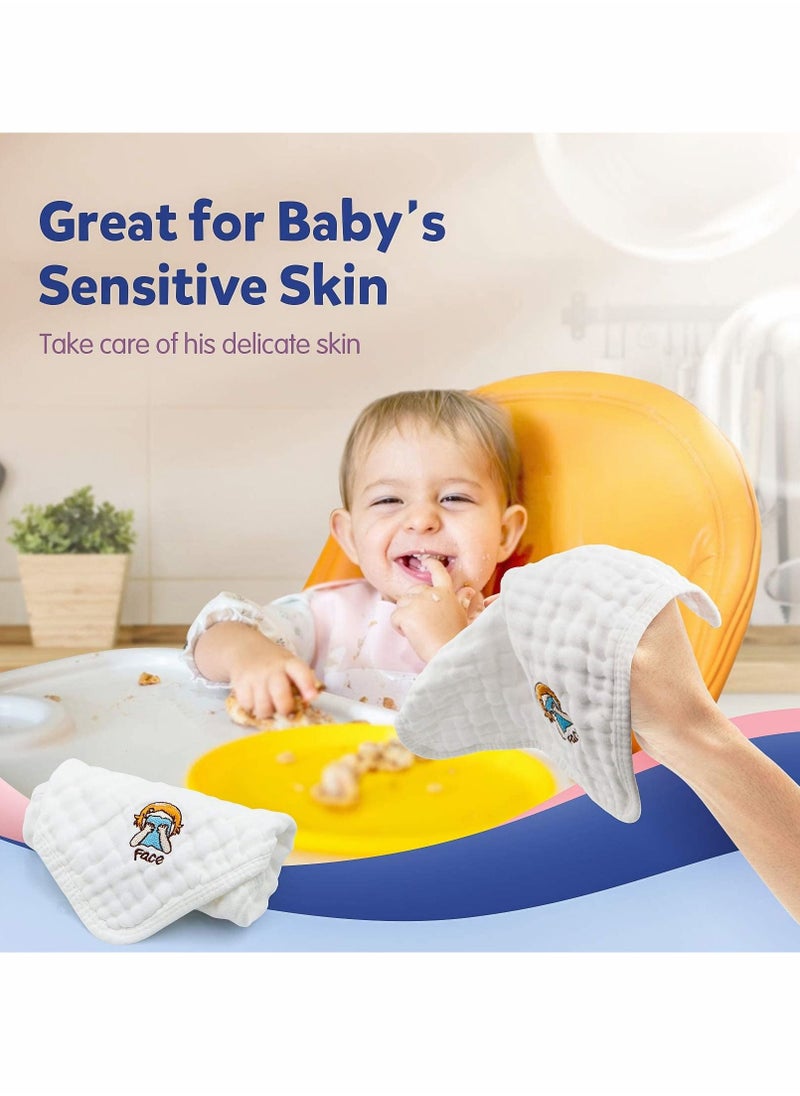 Y&D Baby Muslin Washcloths, Kids Face Towel Burp Cloths in Classified Design, Soft Fluffy Breathable Newborn Wash Wipes (6Pack)  - Image 3