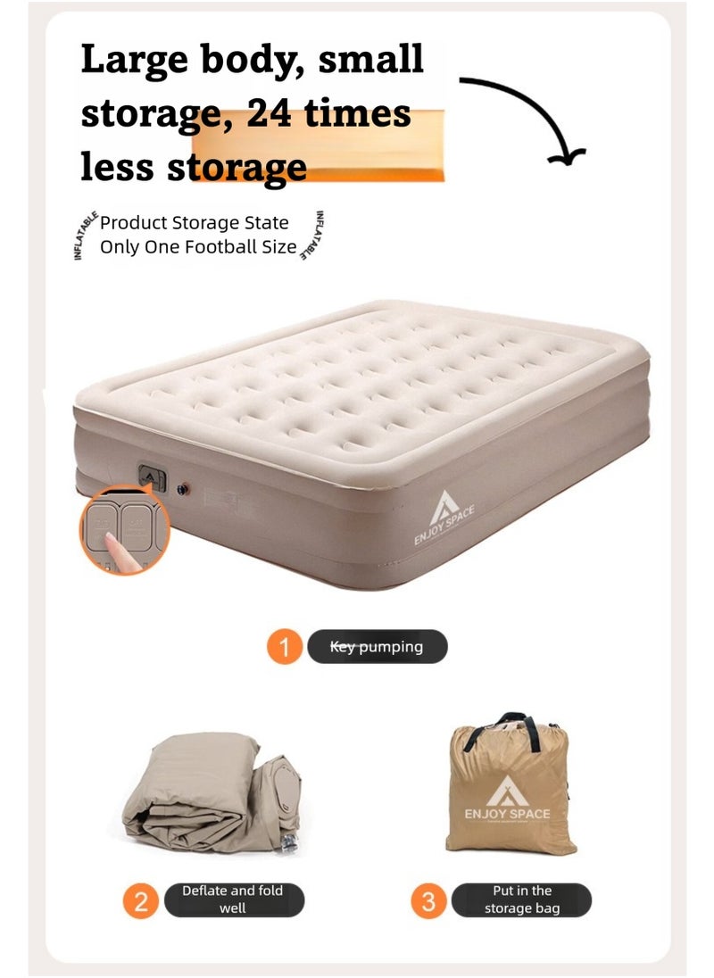 Self-inflating Air bed, 450 Kg Weight Capacity Blow Up Mattress, 40cm Heightening, Foldable Inflatable Air Mattress with Built In Pump for Camping, Guest Bed, Travel, 198 * 152 * 40 cm