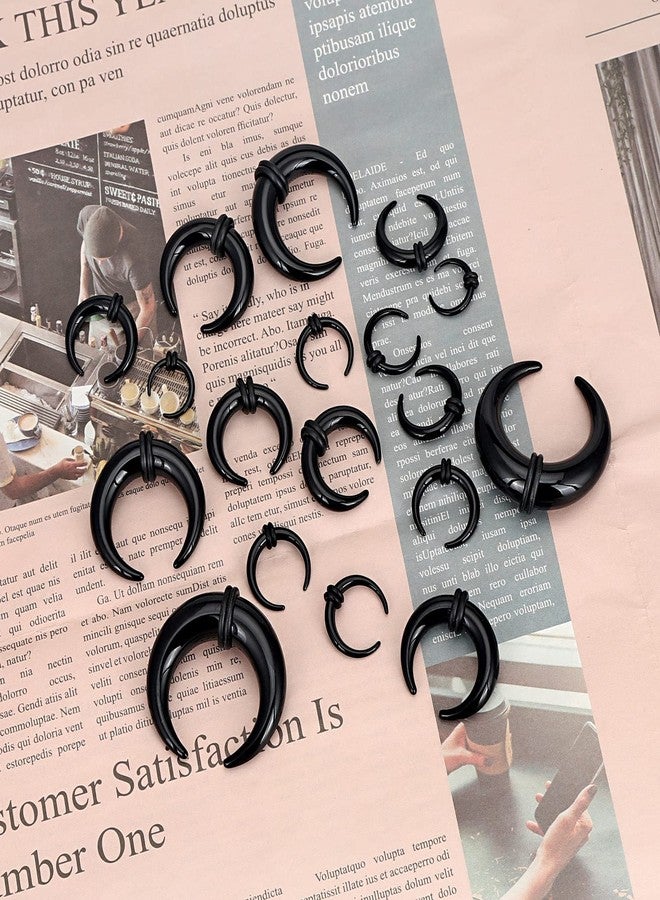 Qmcandy 6pcs Crescent Acrylic Tapers Pincher Septum Buffalo Stretcher Expander with Black O-Rings 0G - Image 5