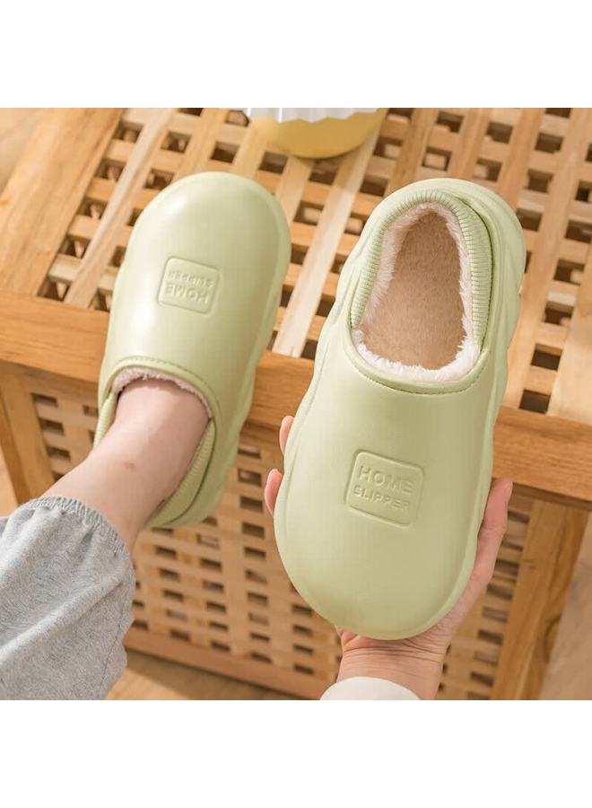 Tzldn Waterproof Cotton-backed Men's Autumn Winter Warm Slippers Full-coverage Fleece Cotton Slippers Semi-coverage Cotton Slippers For Men - Image 2