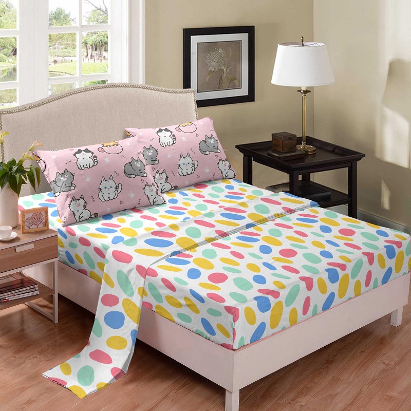 Bodhi Girls Cats Bedding Sets Twin,Twin Bedding Sets for Girls Super Soft Microfiber All Season Kids Cats Comforter Twin - Image 4