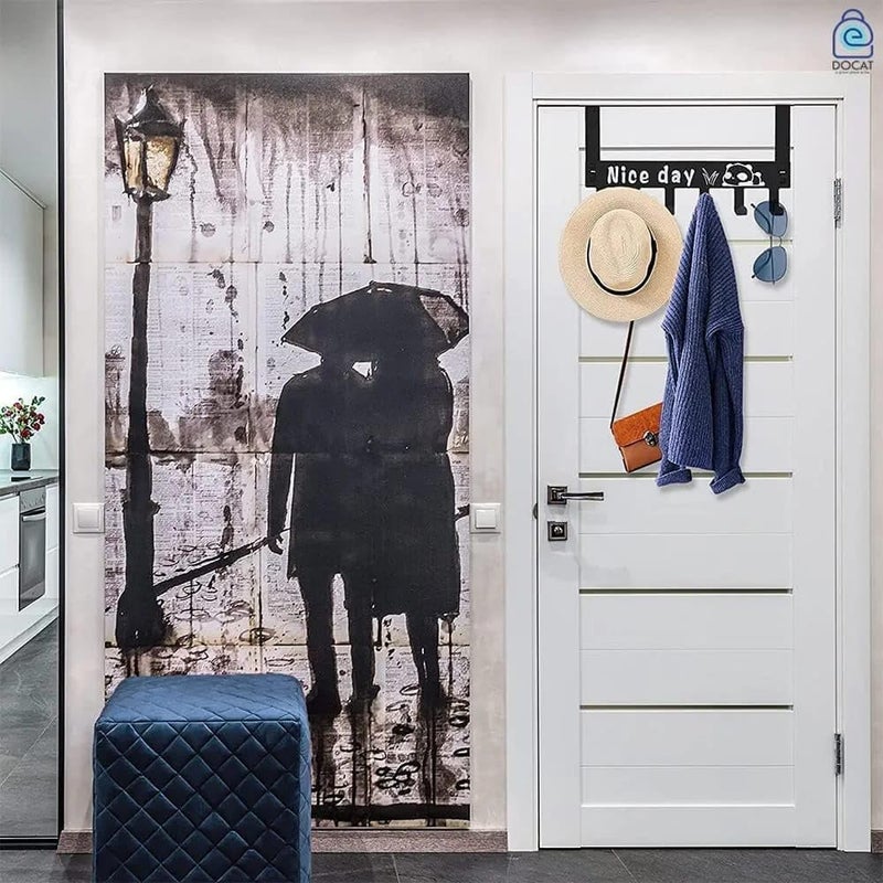 6 Hooks Hanger Over The Door Hook HangerBlack Multi Functional Steel Over The Door Hook Hanger OrganizerWall Hook Rack for Hanging Clothes Towel in Room Kitchen Bathroom Black 6 Hook - Image 4