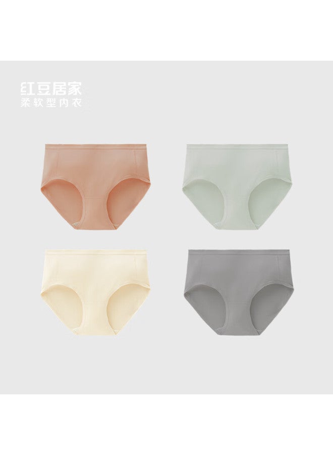 Hongdou Women's Cotton Soft Elastic Antibacterial Breathable Solid Color Simple Triangle Underwear 4-pack Spring Summer - Image 1