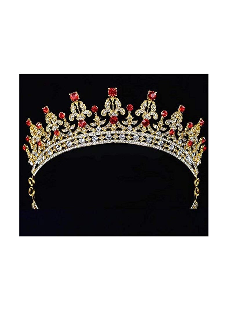wiipujewelry - Red Rhinestone Gold-Tone Tiara (N434) - Image 1