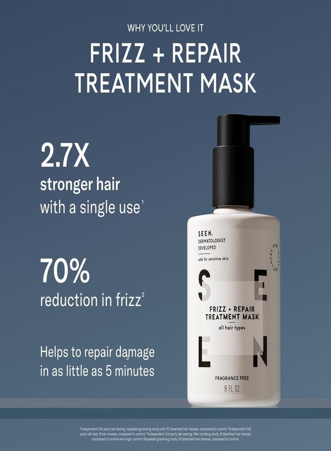 SEEN Frizz + Repair Treatment Mask - Fragrance Free - Fights Frizz, Repairs Damage for Stronger, Smoother, Healthier-Looking Hair - Safe for Sensitive Skin - Image 3