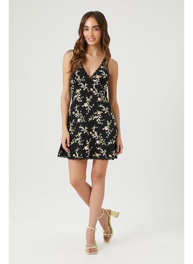 FOREVER 21 Lace-Trim Floral Print Mini Dress - Image 4