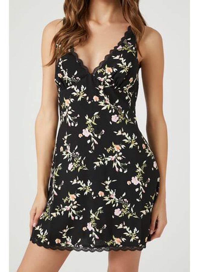 FOREVER 21 Lace-Trim Floral Print Mini Dress - Image 5