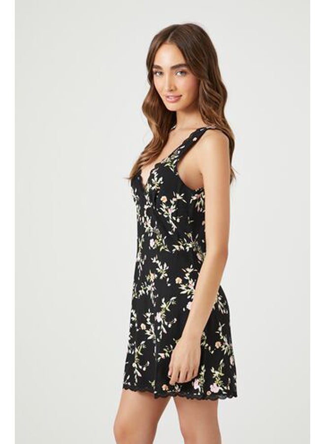 FOREVER 21 Lace-Trim Floral Print Mini Dress - Image 2