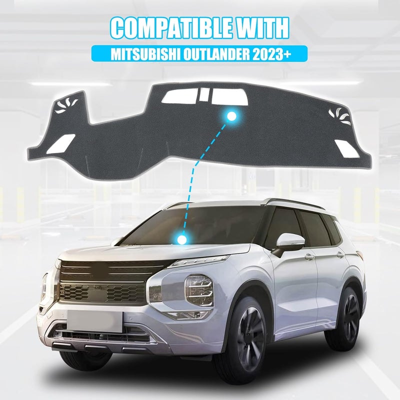 LLKUANG Dash Cover Mat Dashboard Mat Compatible with Mitsubishi Outlander 2023 2024 2025 2026,Polyester Car Dashboard Cover Sun Shade Pad,Anti-Slip Dash Board Pad Accessories - Image 5