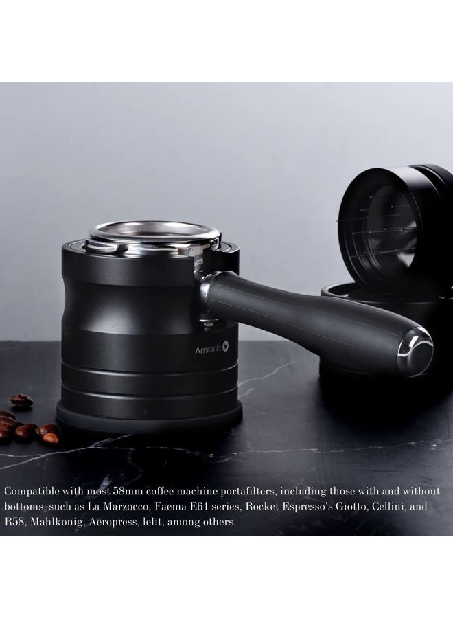 Amrankuo Coffee Portafilter Holder| Espresso Tamper Stand| Aluminum Alloy Espresso Holder| with Non-Slip Base| Suitable for Most 58mm Coffee Machin Portafilter| (58mm, Black) - Image 3