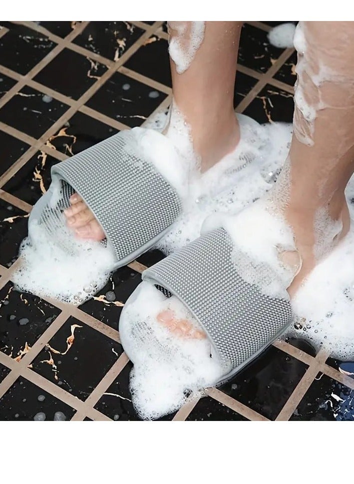 BAIG 2 Pcs Silicone Shower Foot Scrubber Foot Scrubber Foot Cleaner for Shower Silicone Washer Brush Massager Slipper with Non-Slip - Image 1