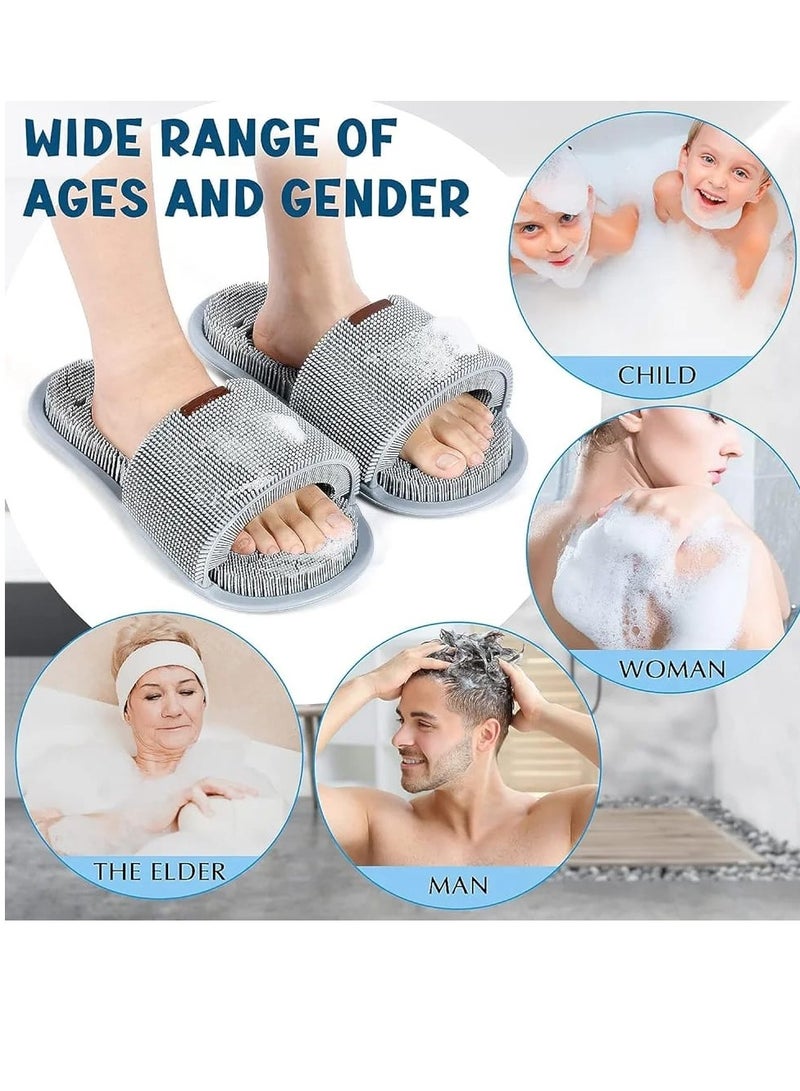 BAIG 2 Pcs Silicone Shower Foot Scrubber Foot Scrubber Foot Cleaner for Shower Silicone Washer Brush Massager Slipper with Non-Slip - Image 2