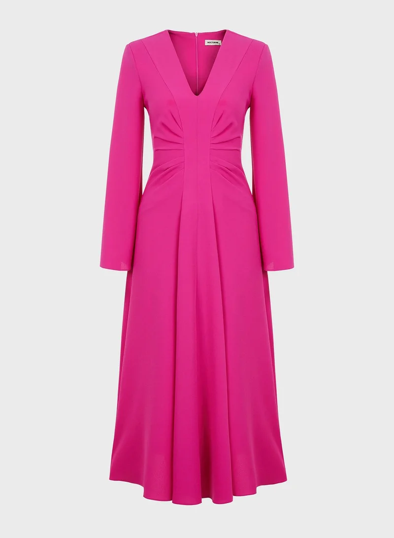 Nocturne V-Neck Ruffle Sleeve Dress