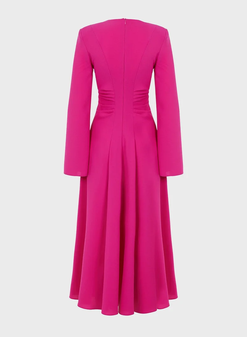 Nocturne V-Neck Ruffle Sleeve Dress